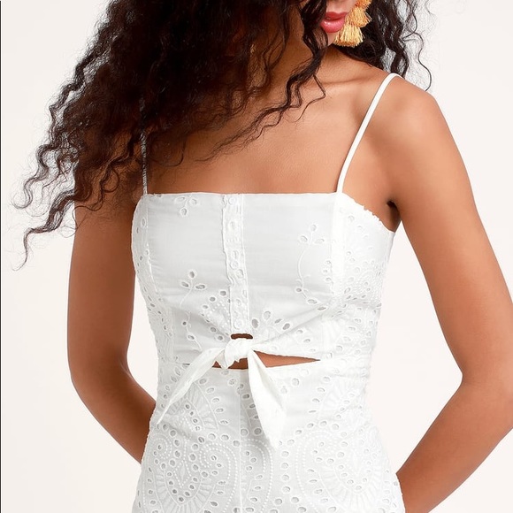 SOLD LULU’S- KEALA WHITE TIE-FRONT EYELET LACE ROM - Picture 4 of 7